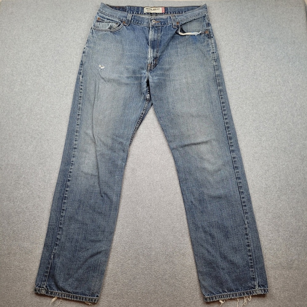 Levi's‎ 505 Regular Fit Jeans Mens 36x34 Blue Straight Leg Denim Pants Y2K